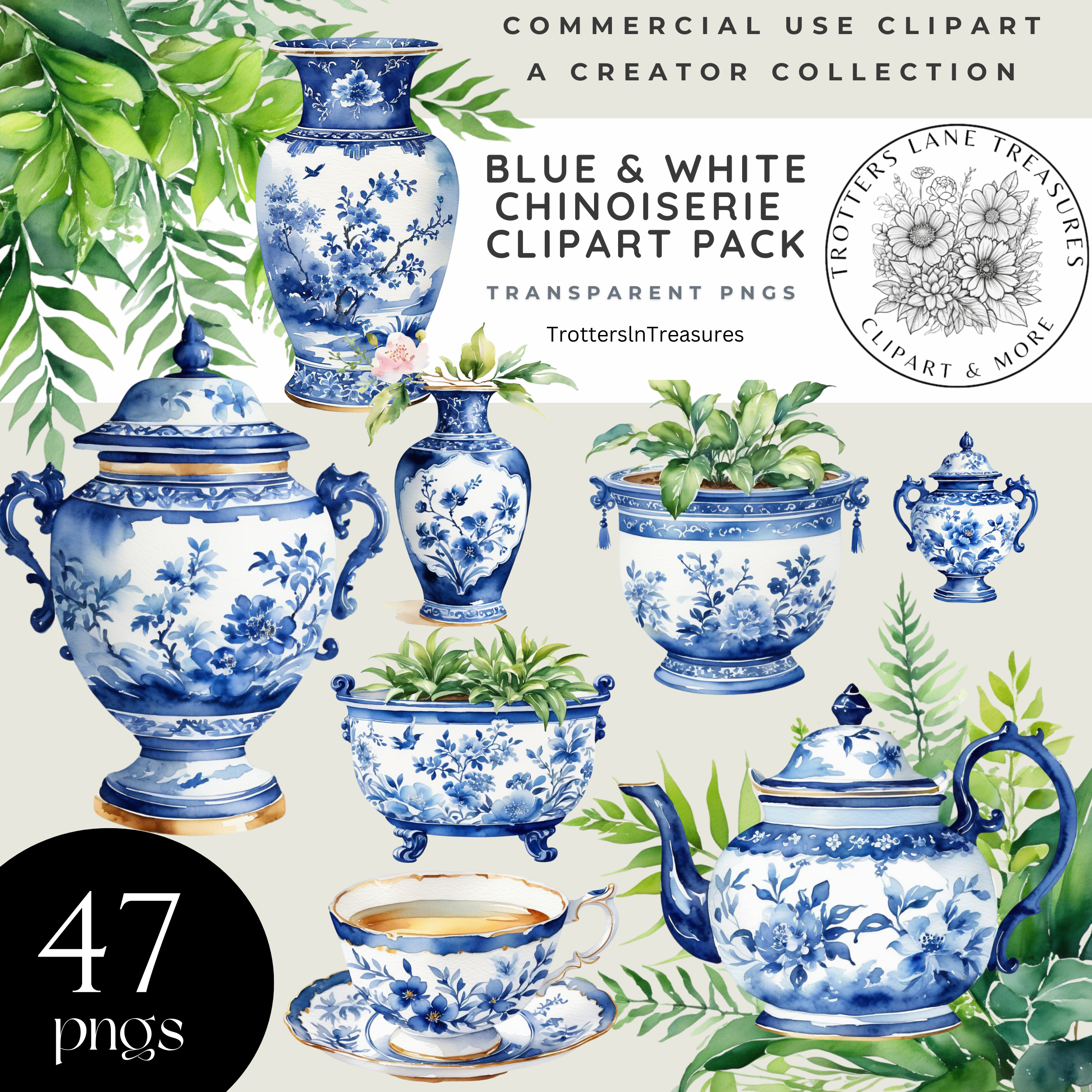 Blue Cloisonné Clipart Template (2500 x 2500 px) (3)