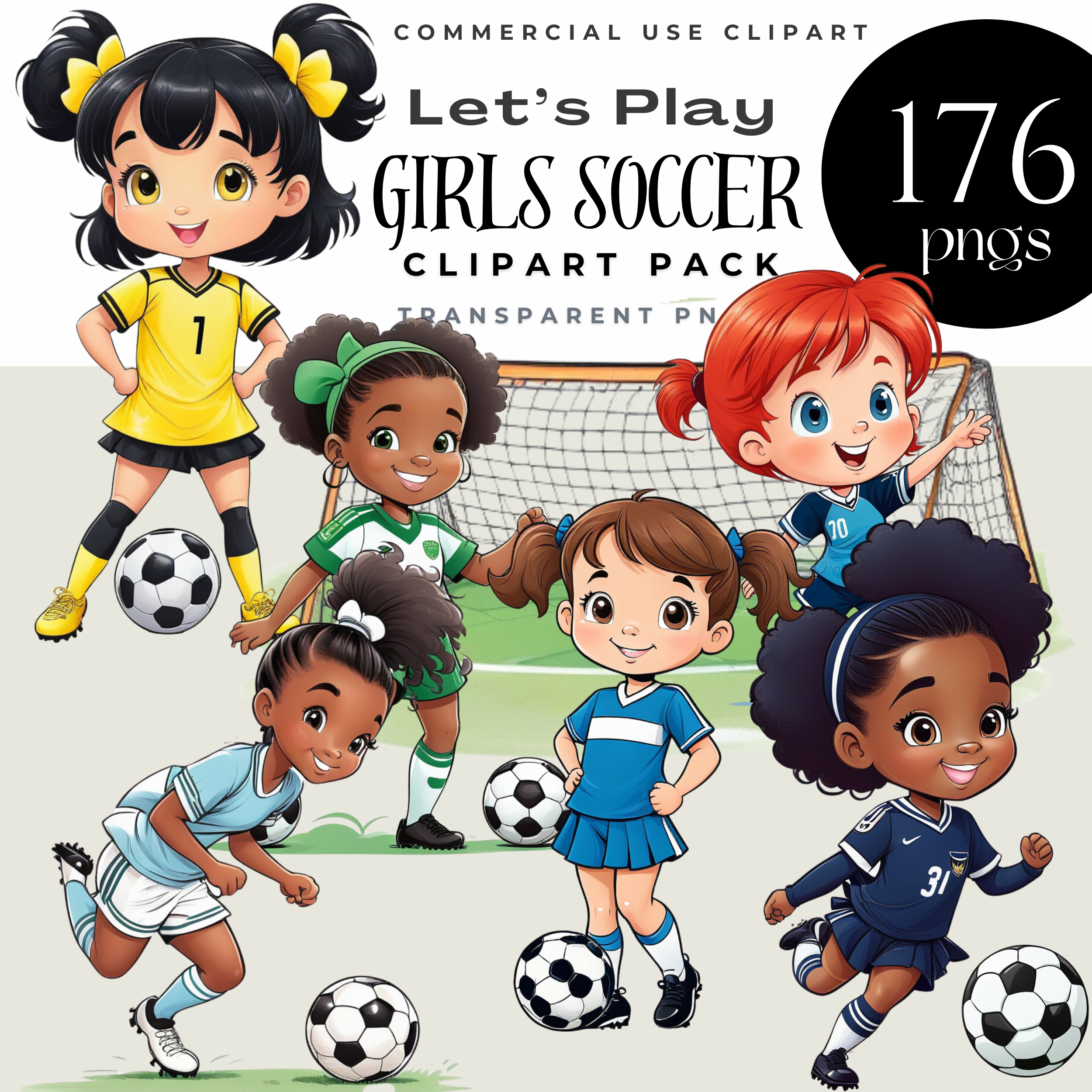 Copy of Girls Soccer Clipart Template (2500 x 2500 px)