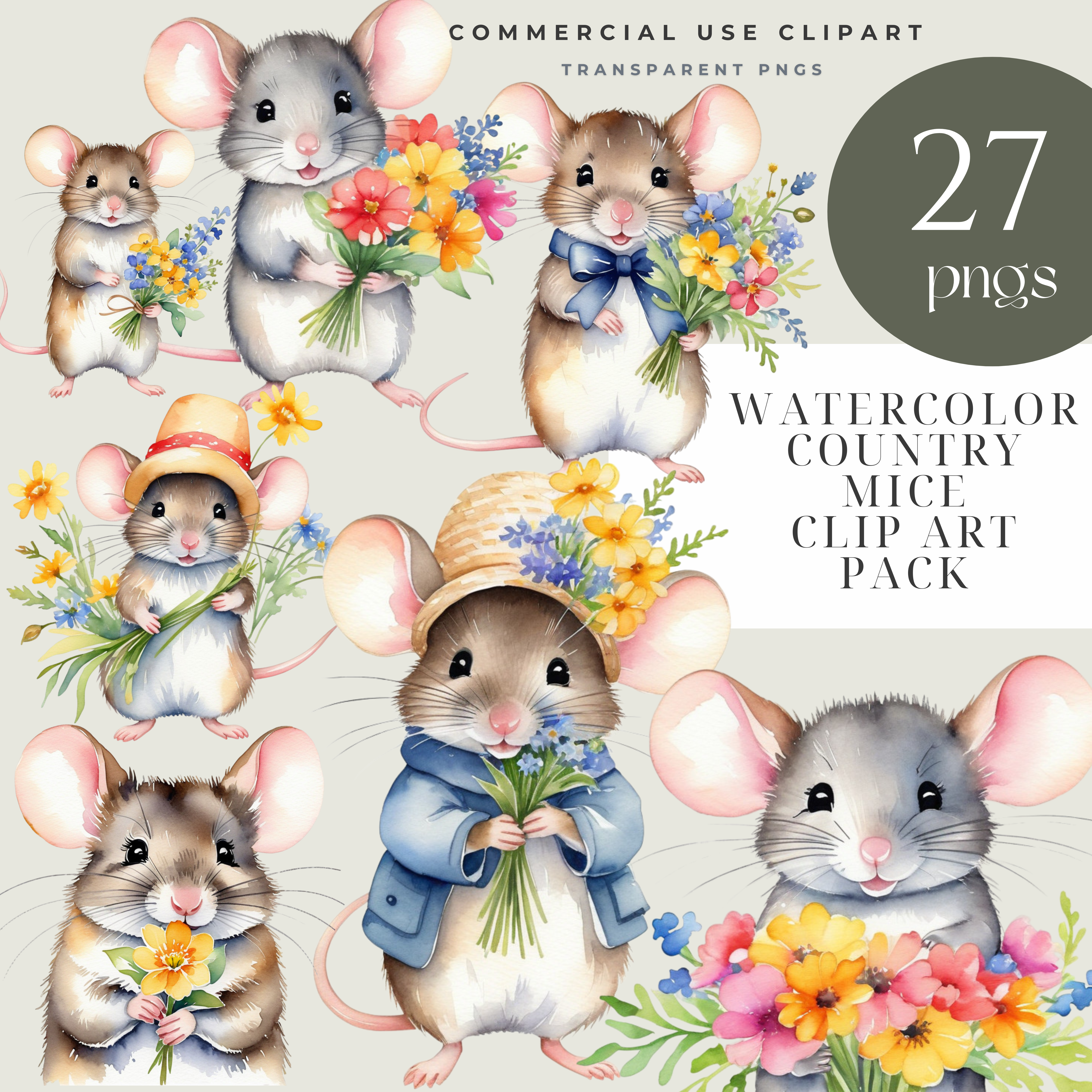 Country Mice Clip Art Pack