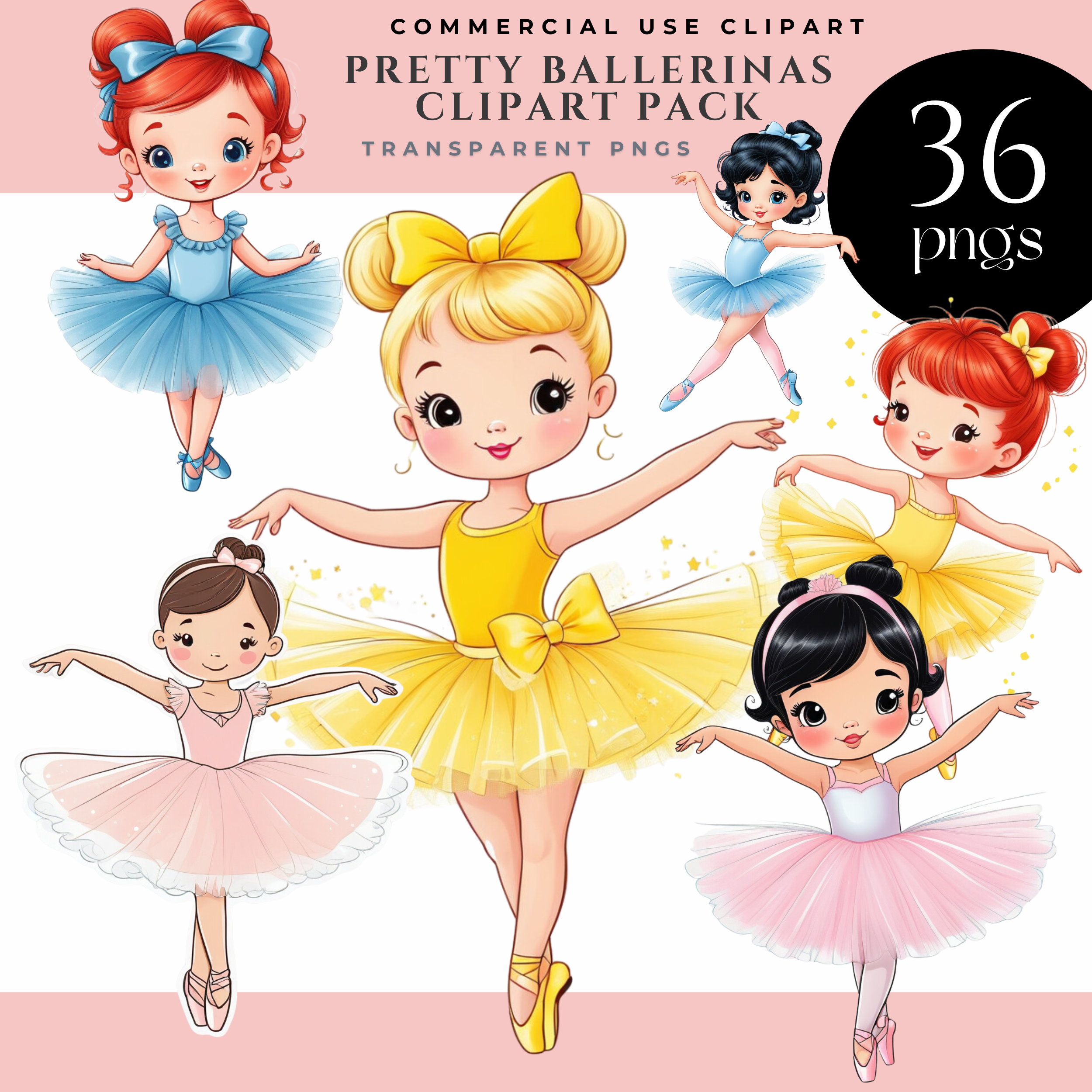 Pretty Ballerinas Clipart (2500 x 2500 px)