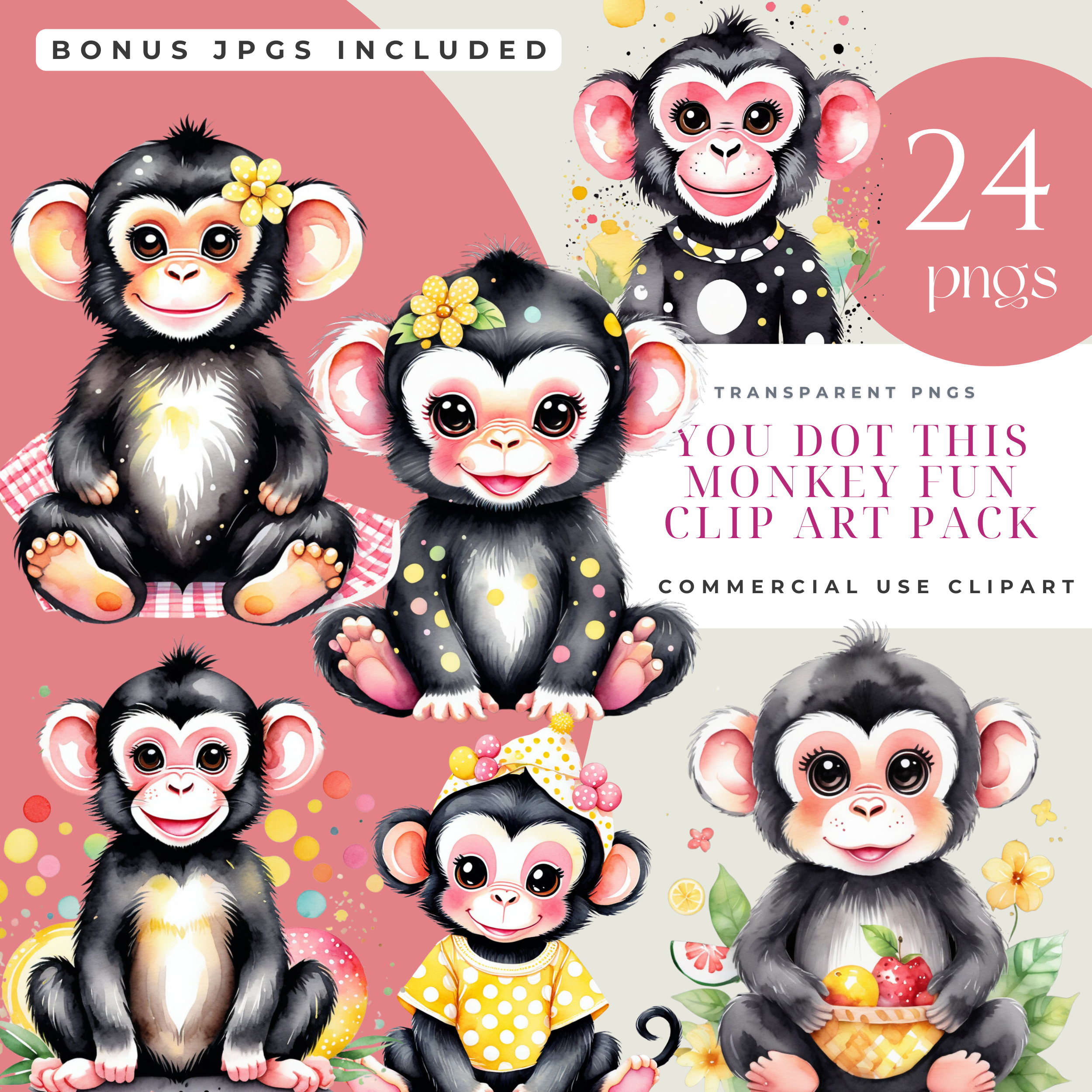 You Dot This Monkey Fun PnGs Clipart Pack